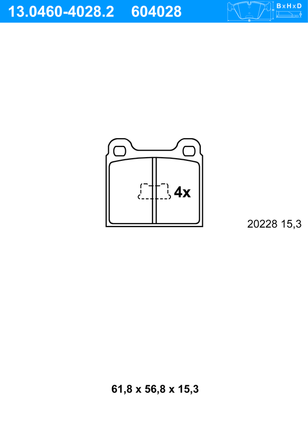 Jeu de 4 plaquettes de frein | ATE