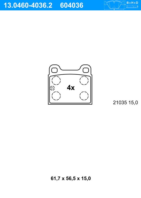 Jeu de 4 plaquettes de frein | ATE