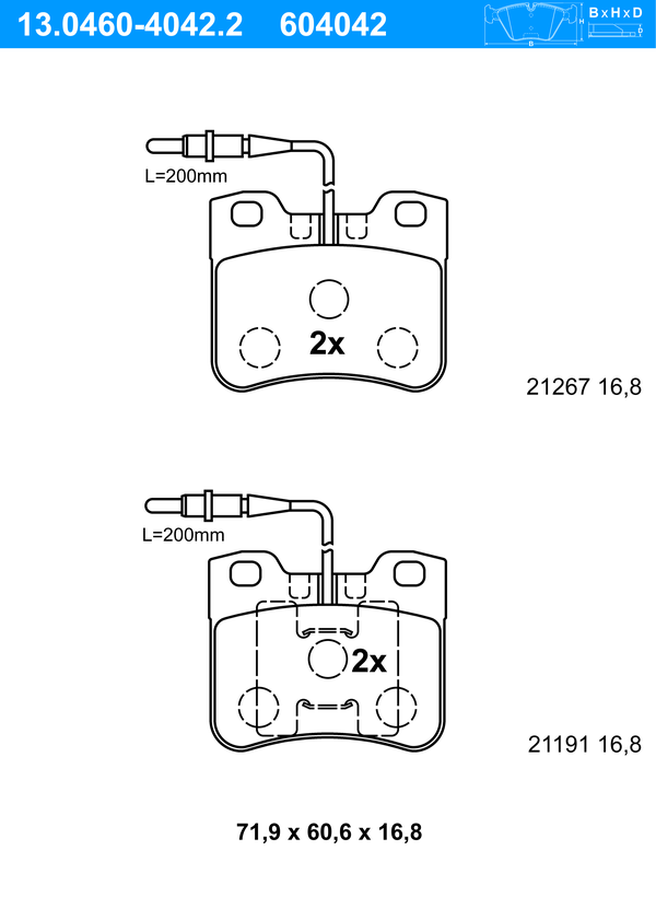 Jeu de 4 plaquettes de frein | ATE