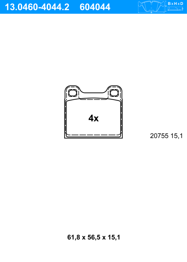Jeu de 4 plaquettes de frein | ATE