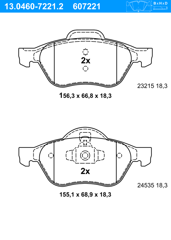 Jeu de 4 plaquettes de frein | ATE