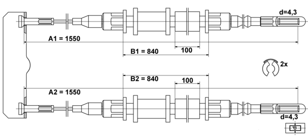 Tirette à câble, frein de stationnement | ATE