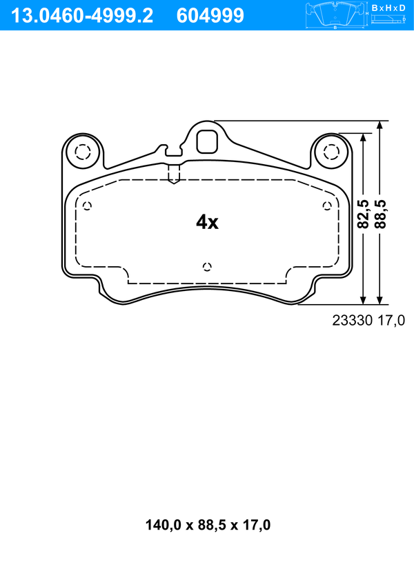 Jeu de 4 plaquettes de frein | ATE