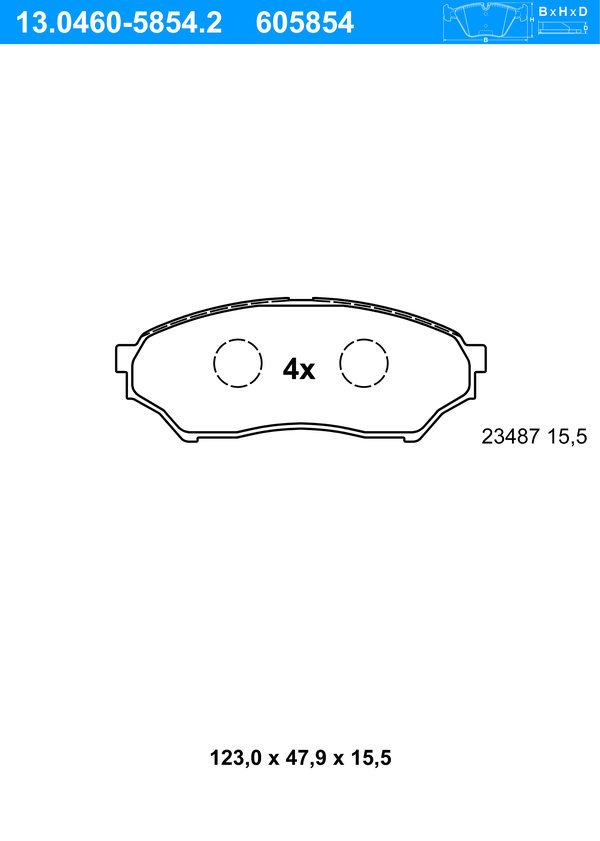 Jeu de 4 plaquettes de frein | ATE