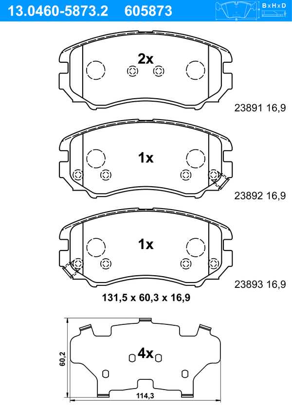 Jeu de 4 plaquettes de frein | ATE