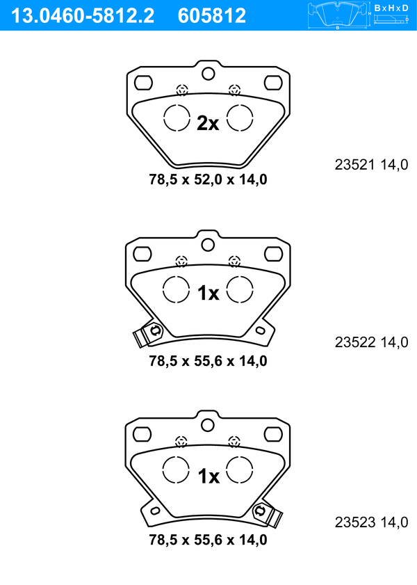 Jeu de 4 plaquettes de frein | ATE