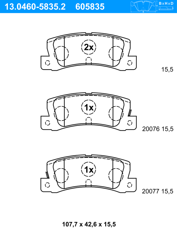 Jeu de 4 plaquettes de frein | ATE