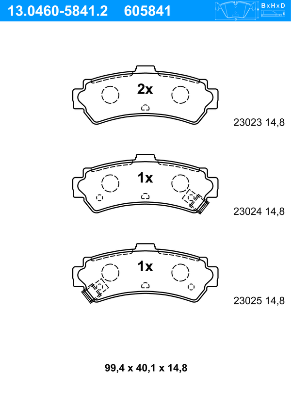 Jeu de 4 plaquettes de frein | ATE