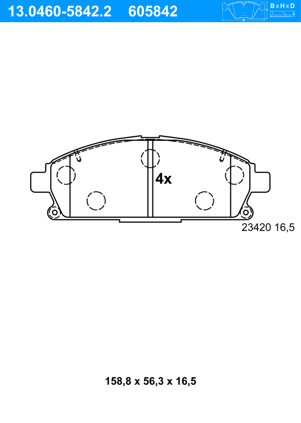 Jeu de 4 plaquettes de frein | ATE