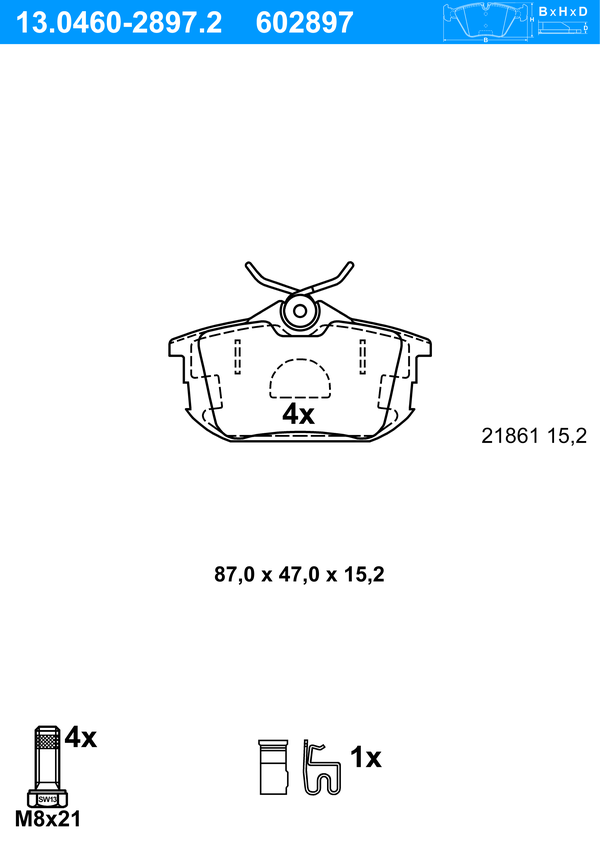 Jeu de 4 plaquettes de frein | ATE