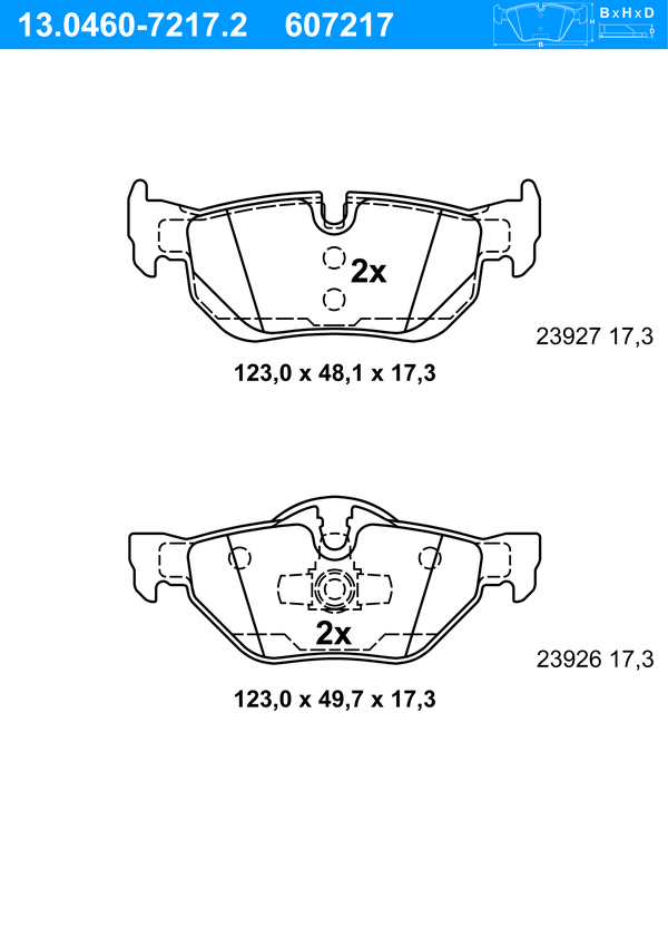 Jeu de 4 plaquettes de frein | ATE