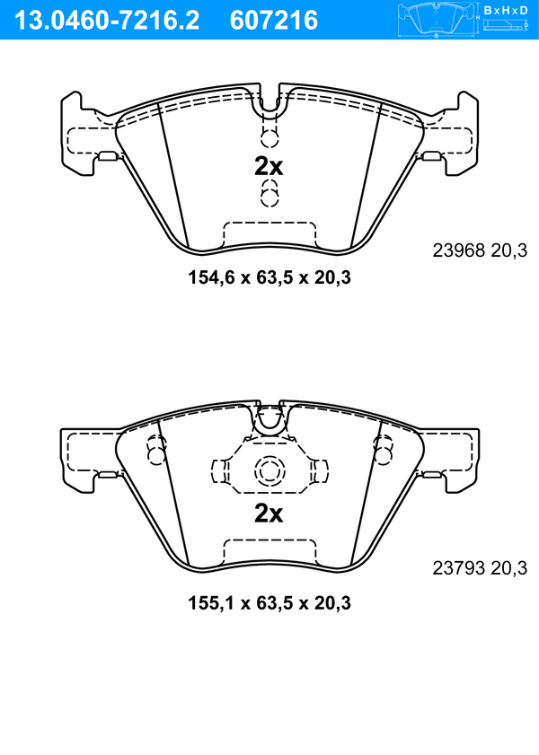 Jeu de 4 plaquettes de frein | ATE