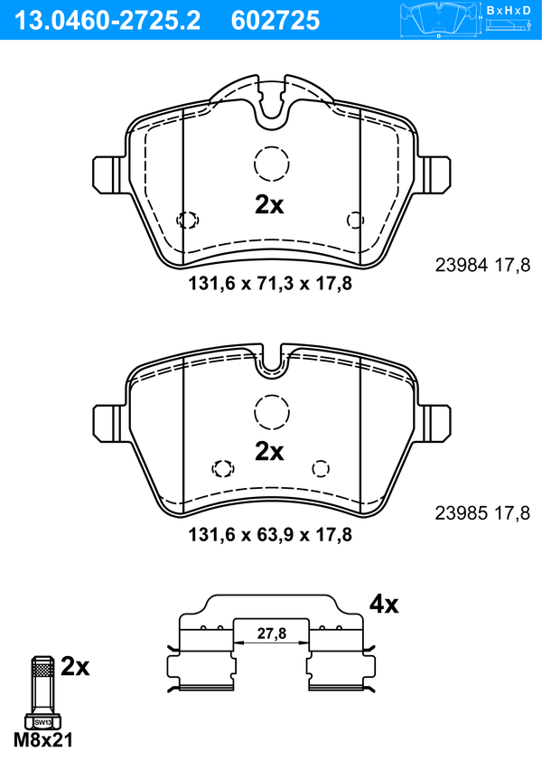 Jeu de 4 plaquettes de frein | ATE