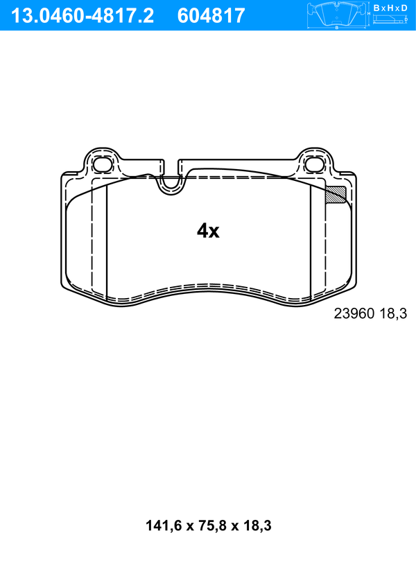 Jeu de 4 plaquettes de frein | ATE
