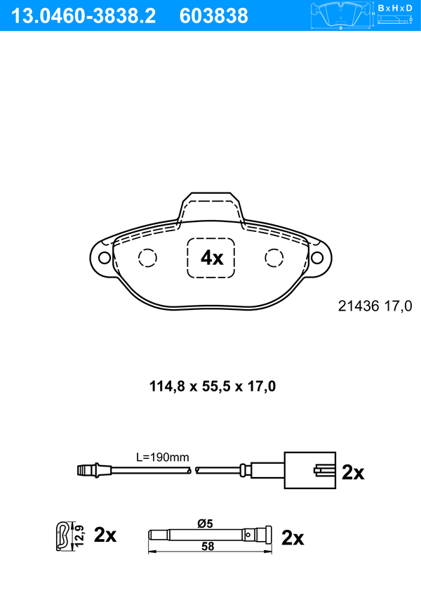 Jeu de 4 plaquettes de frein | ATE
