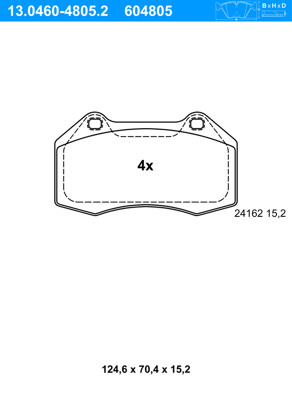 Jeu de 4 plaquettes de frein | ATE