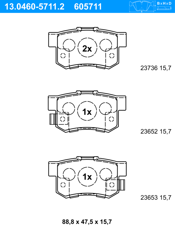 Jeu de 4 plaquettes de frein | ATE