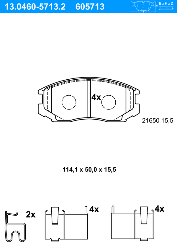 Jeu de 4 plaquettes de frein | ATE