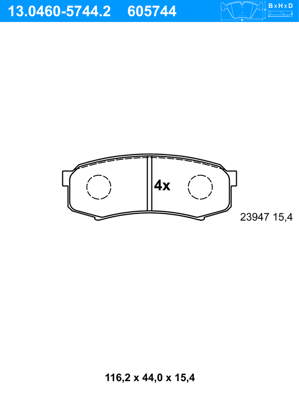 Jeu de 4 plaquettes de frein | ATE