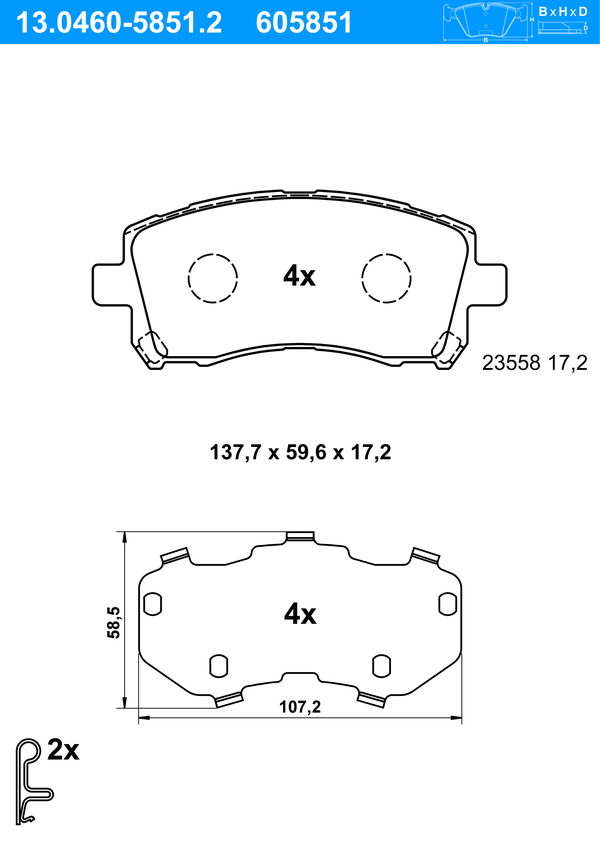 Jeu de 4 plaquettes de frein | ATE