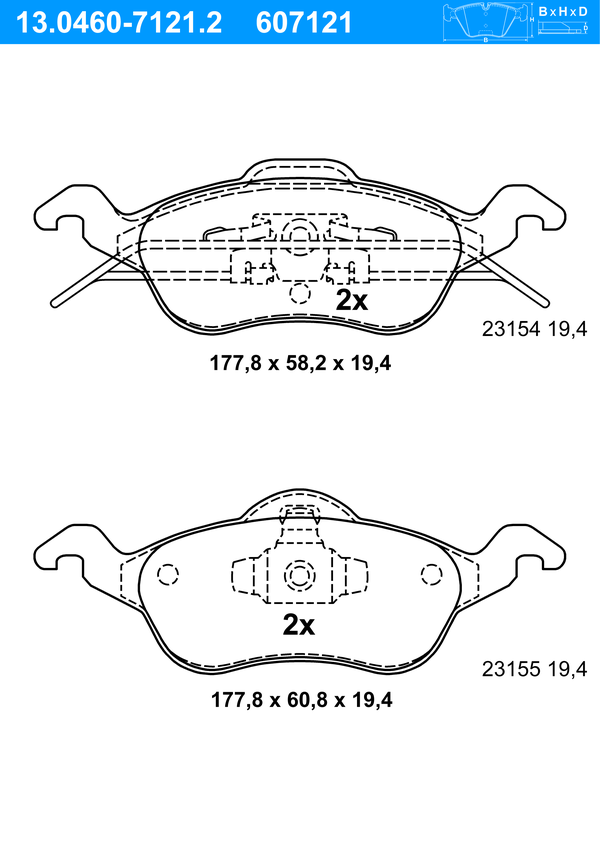 Jeu de 4 plaquettes de frein | ATE