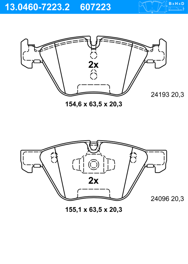 Jeu de 4 plaquettes de frein | ATE