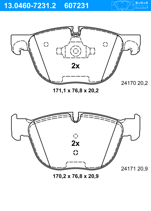 Jeu de 4 plaquettes de frein | ATE