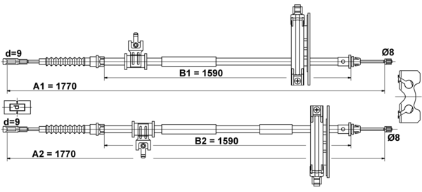 Tirette à câble, frein de stationnement | ATE