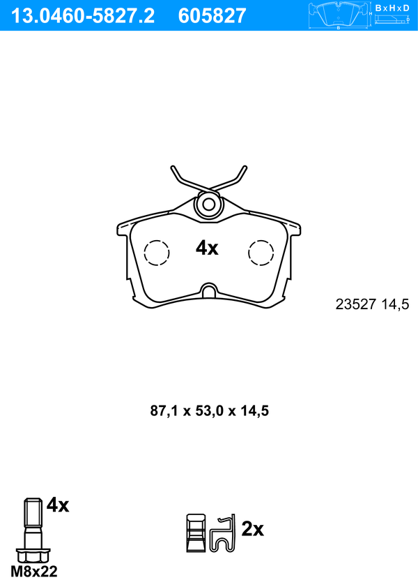 Jeu de 4 plaquettes de frein | ATE