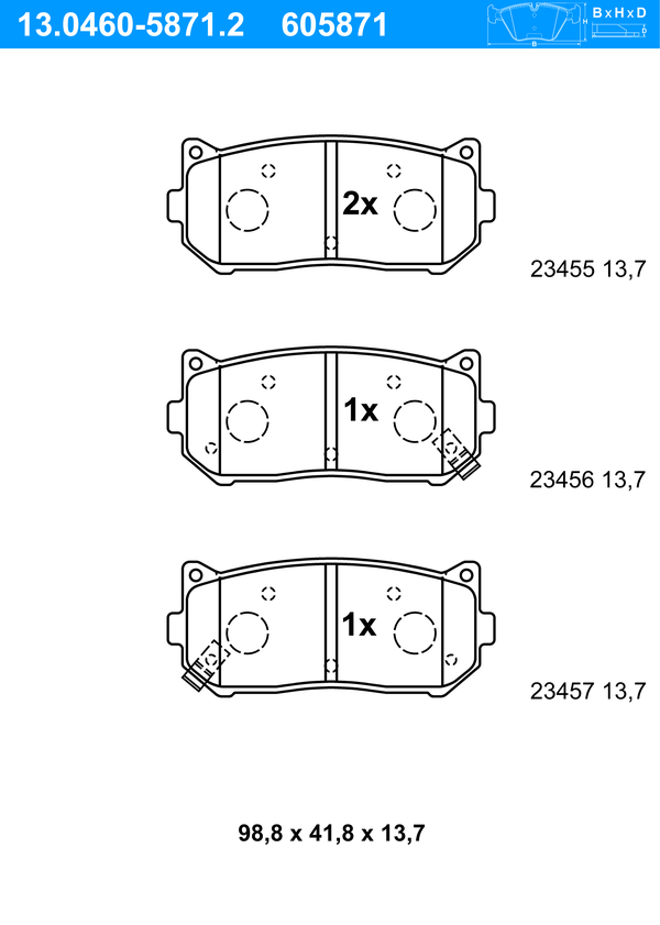 Jeu de 4 plaquettes de frein | ATE