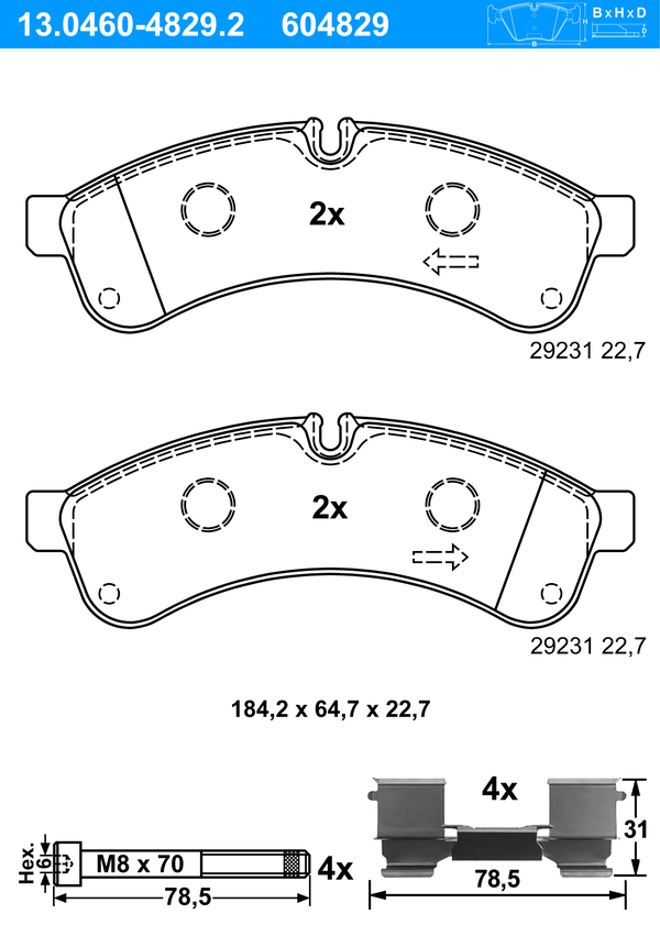 Jeu de 4 plaquettes de frein | ATE