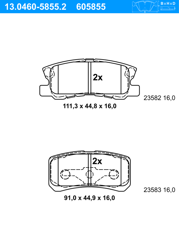 Jeu de 4 plaquettes de frein | ATE