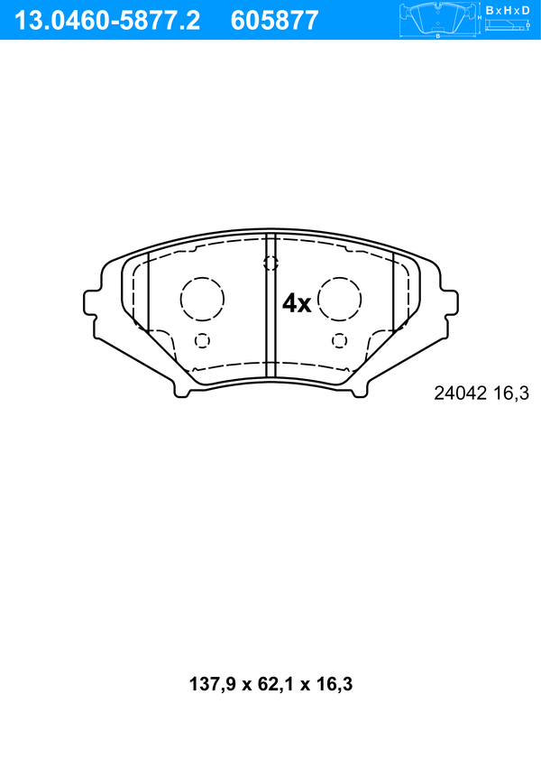 Jeu de 4 plaquettes de frein | ATE