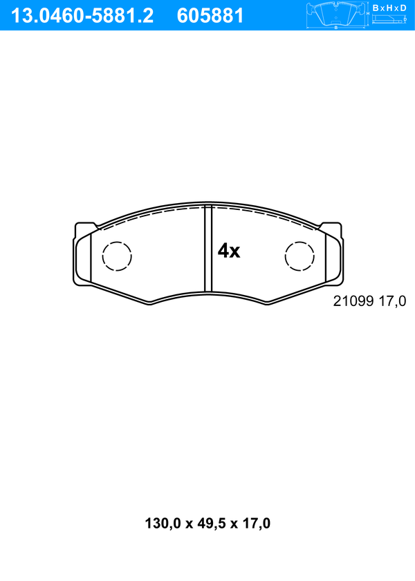 Jeu de 4 plaquettes de frein | ATE