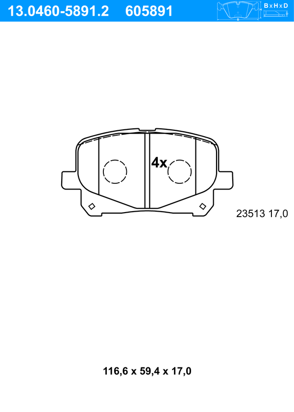 Jeu de 4 plaquettes de frein | ATE