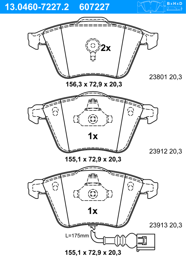Jeu de 4 plaquettes de frein | ATE