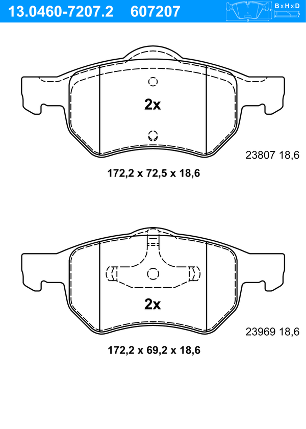 Jeu de 4 plaquettes de frein | ATE