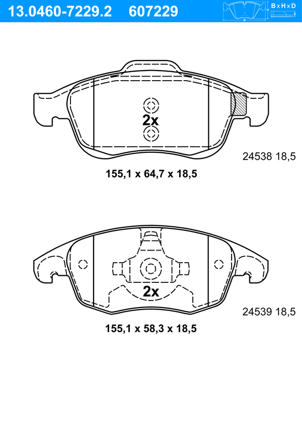 Jeu de 4 plaquettes de frein | ATE