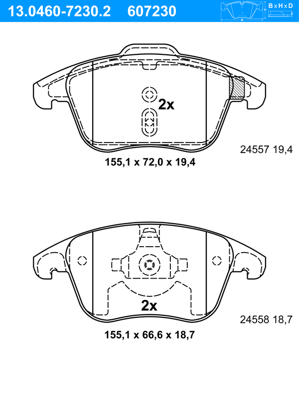 Jeu de 4 plaquettes de frein | ATE