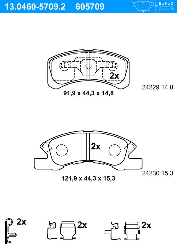 Jeu de 4 plaquettes de frein | ATE