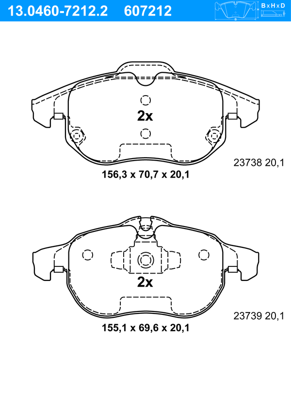 Jeu de 4 plaquettes de frein | ATE