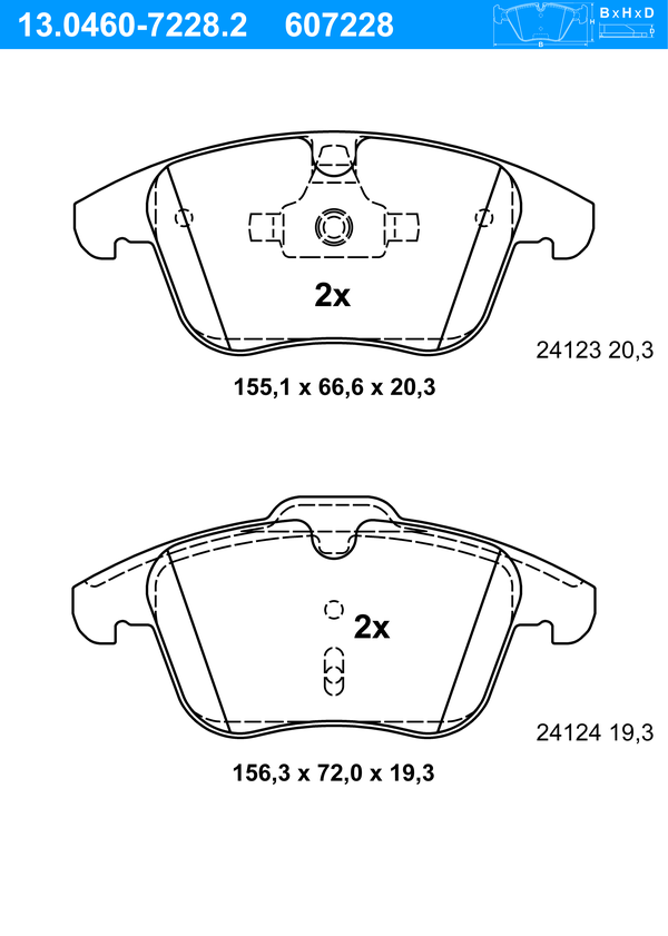 Jeu de 4 plaquettes de frein | ATE