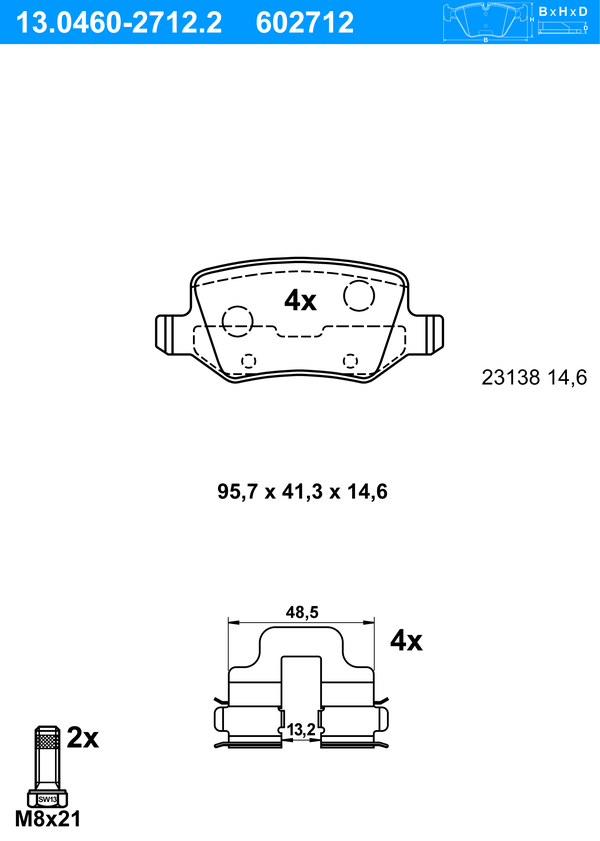 Jeu de 4 plaquettes de frein | ATE