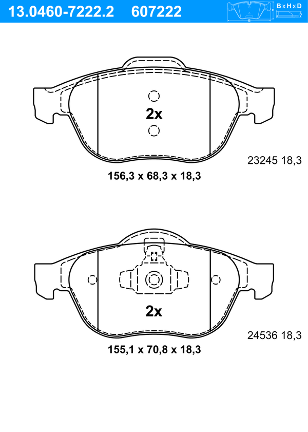 Jeu de 4 plaquettes de frein | ATE