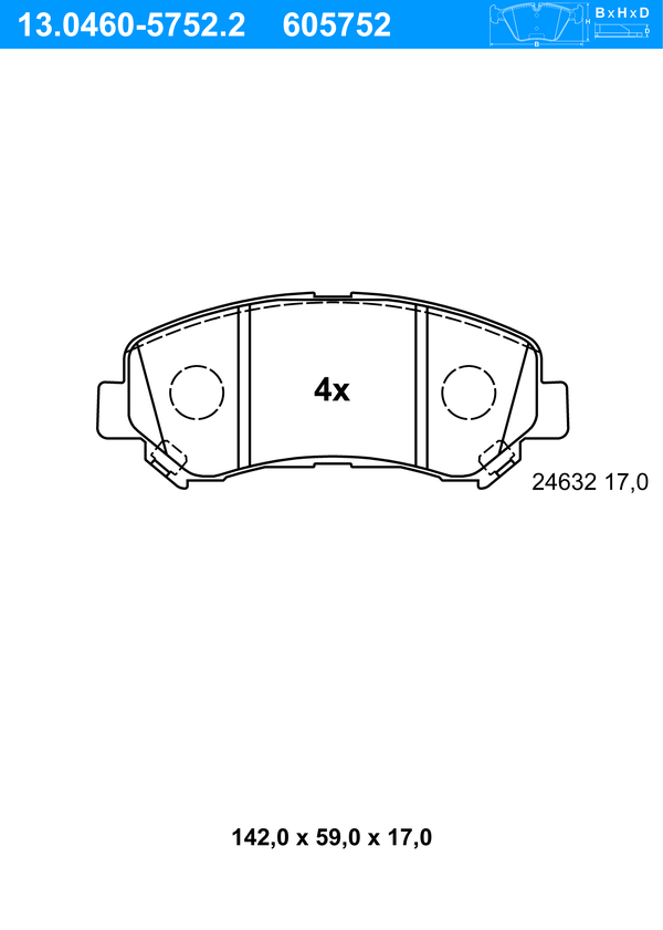Jeu de 4 plaquettes de frein | ATE