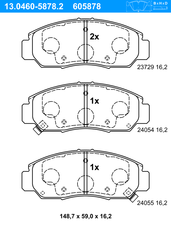 Jeu de 4 plaquettes de frein | ATE