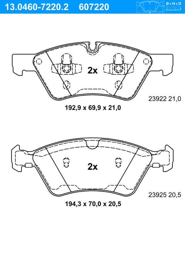 Jeu de 4 plaquettes de frein | ATE