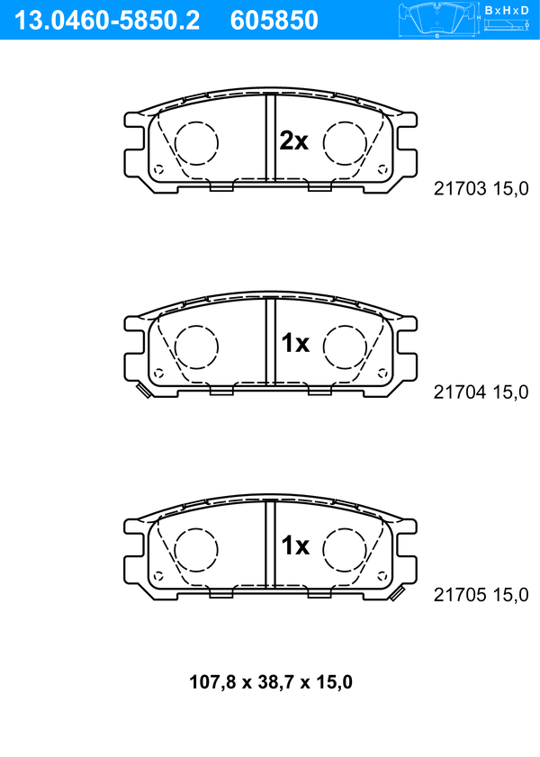 Jeu de 4 plaquettes de frein | ATE