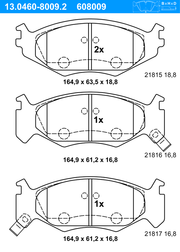 Jeu de 4 plaquettes de frein | ATE