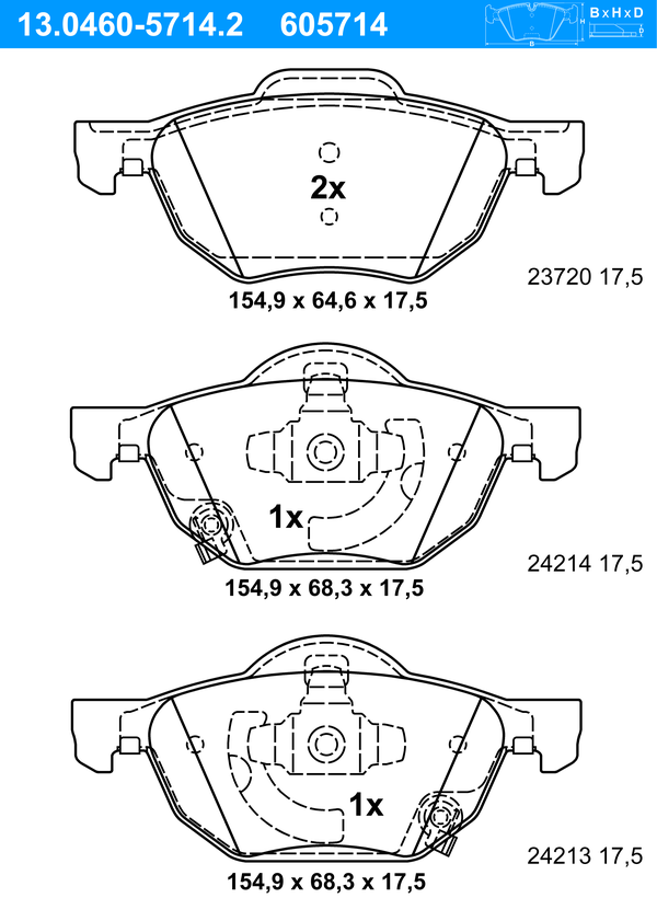 Jeu de 4 plaquettes de frein | ATE